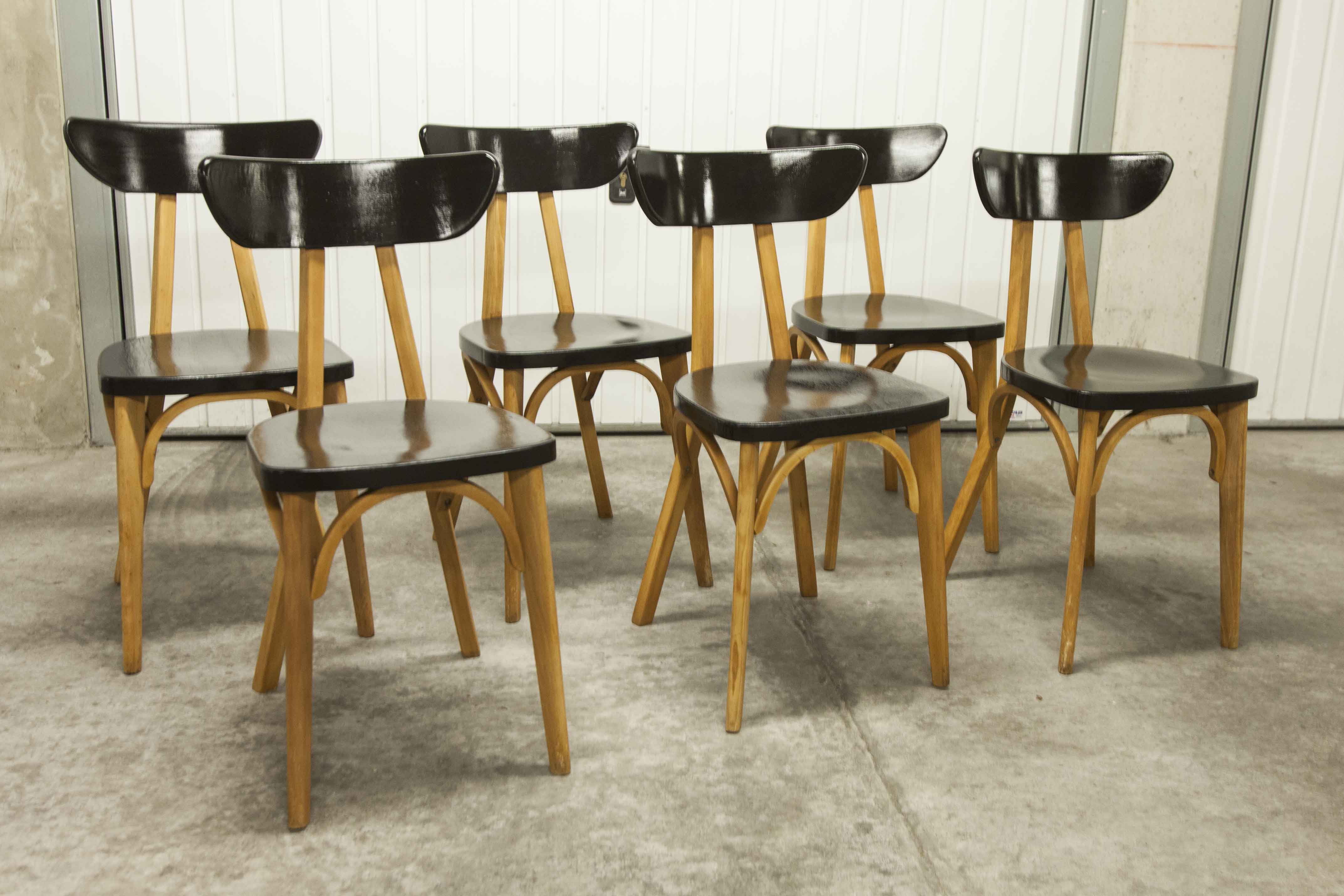 Set of 6 restored Luterma "banana" chairs