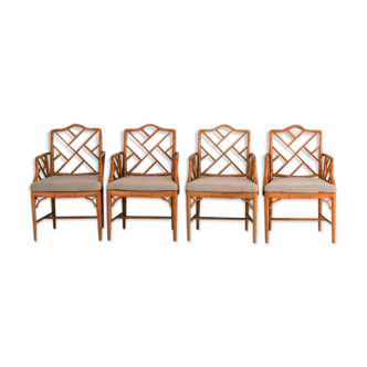Faux bamboo chinese chippendale style armchair, 1970s