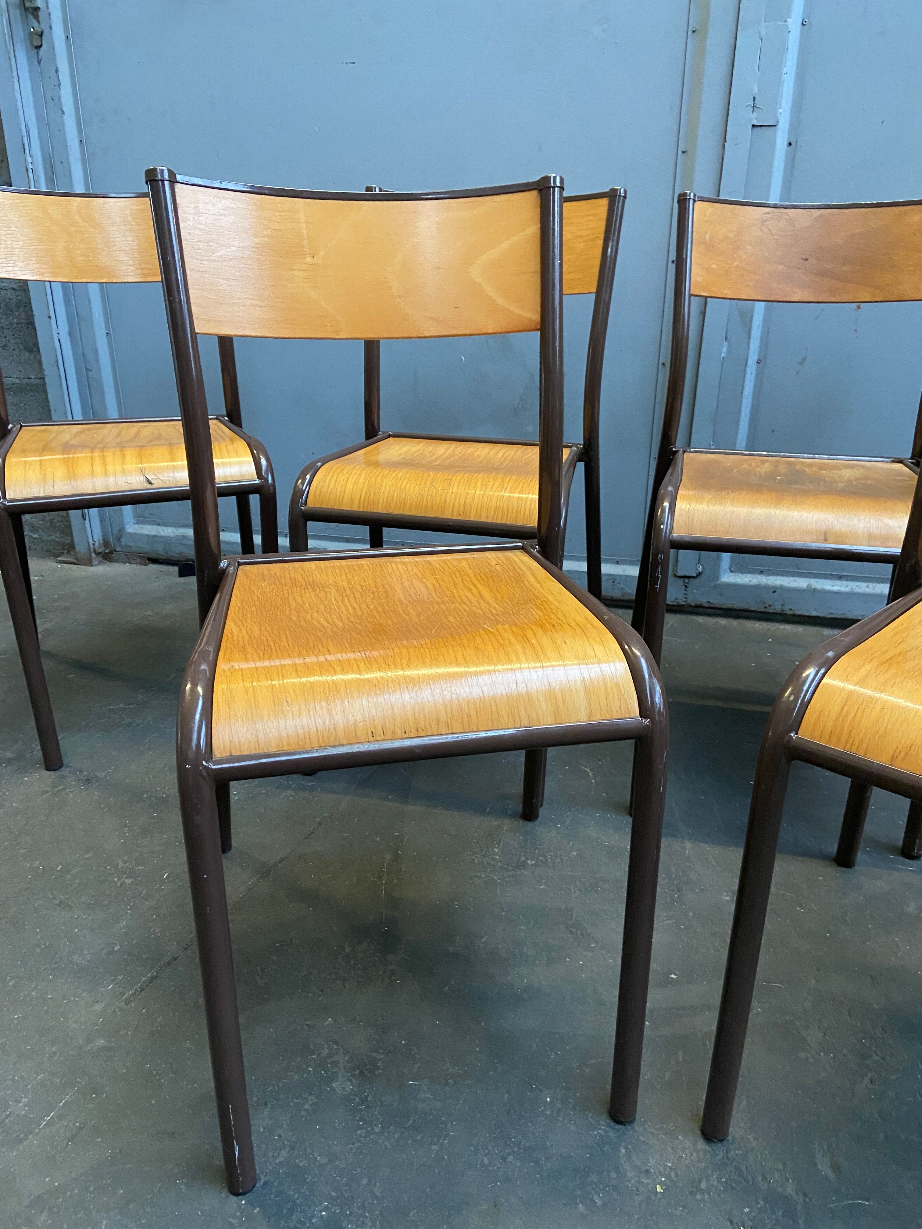 6 vintage school chairs