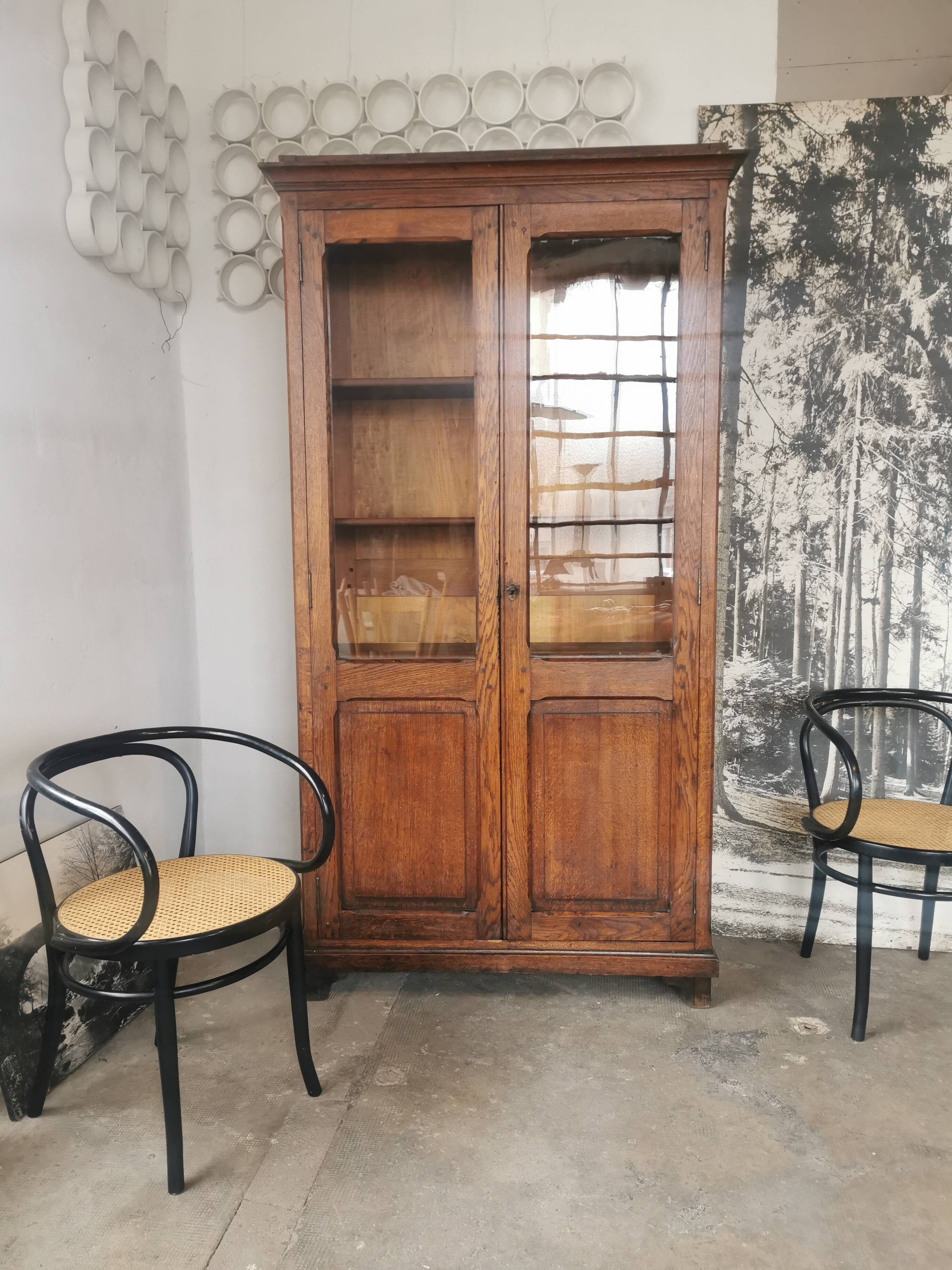 Display cabinet, oak bookcase from the 20s