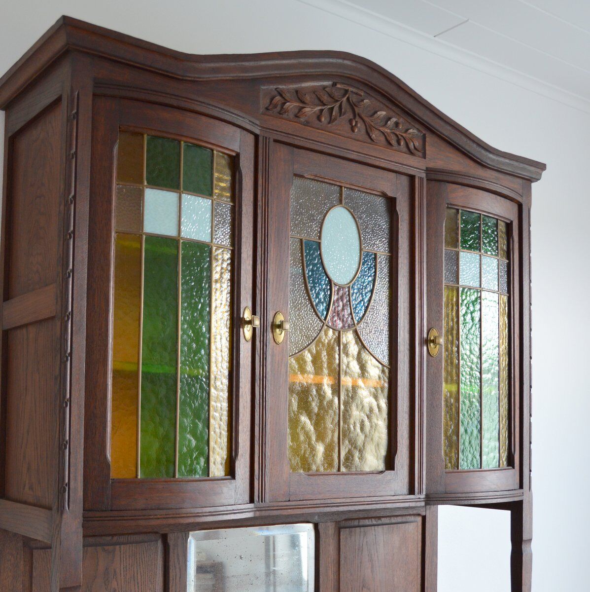 China buffet stained glass Art Nouveau 1900 vintage