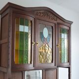 China buffet stained glass Art Nouveau 1900 vintage