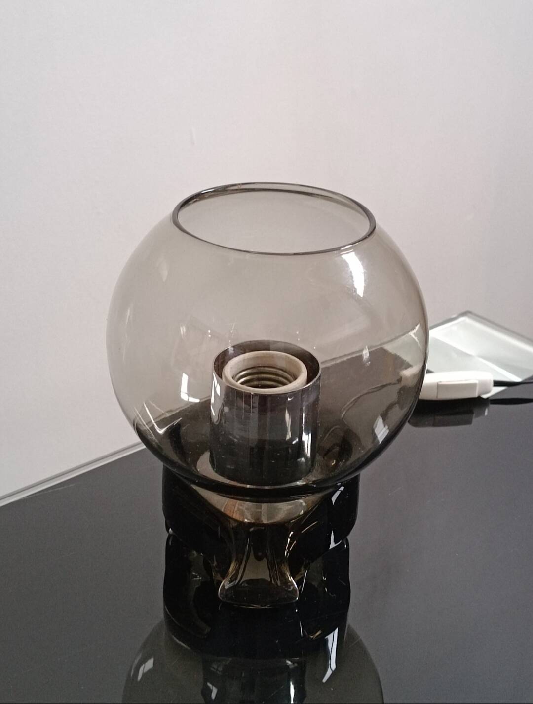 Smoked glass table lamp by Sussmuth Leuchten 1970s