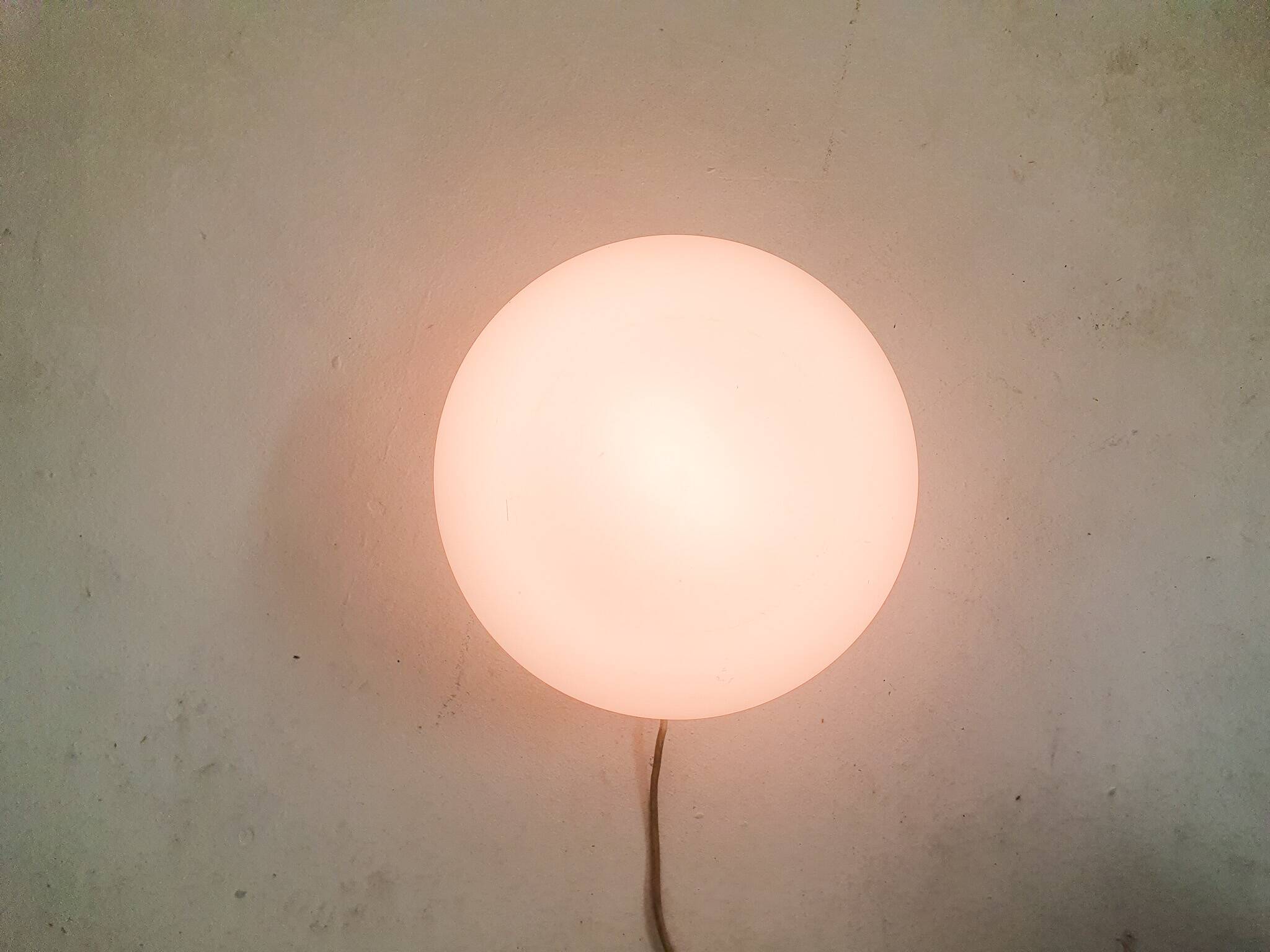 Milk glass ceiling or wall light by Glasshutte Limburg, Germany 1970's