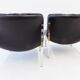 Eurochair set of 2 black leather lounge chairs by Girsberger