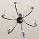 Mid-Century modernist chandelier in chrome and crystal by Gaetano Sciolari, 1970s