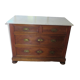 Louis Philippe style chest of drawers with 4 drawers in solid walnut and marble, 1900-1950.