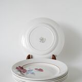 Set of 5 saint-amand dessert plates, with pink and blue flowers, 1960