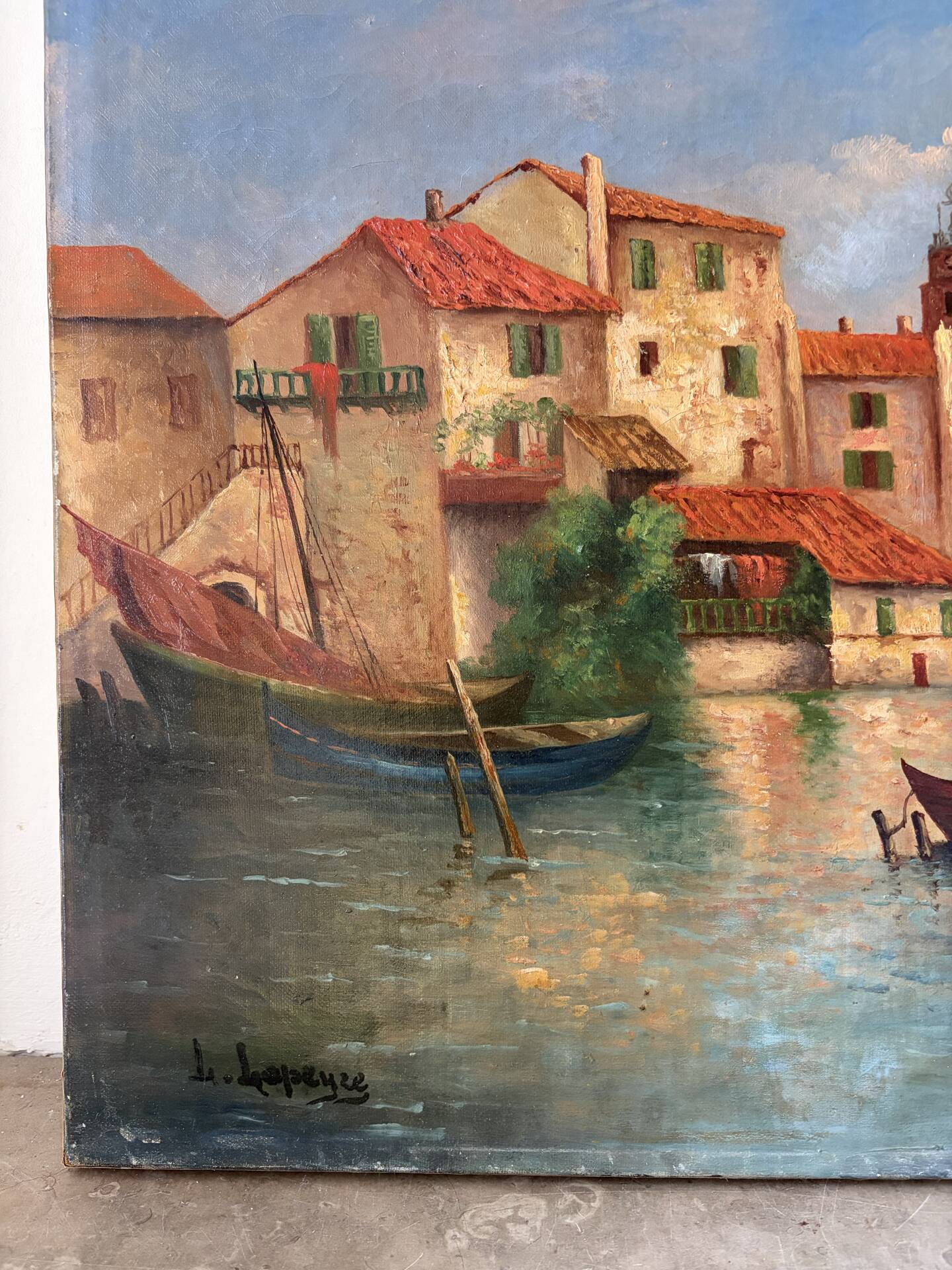 Mediterranean port, oil on canvas