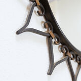 Wall mirror sun in wrought iron with heart pattern - 1960s