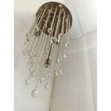 Contemporary cascade of transparent cristals murano glass chandelier