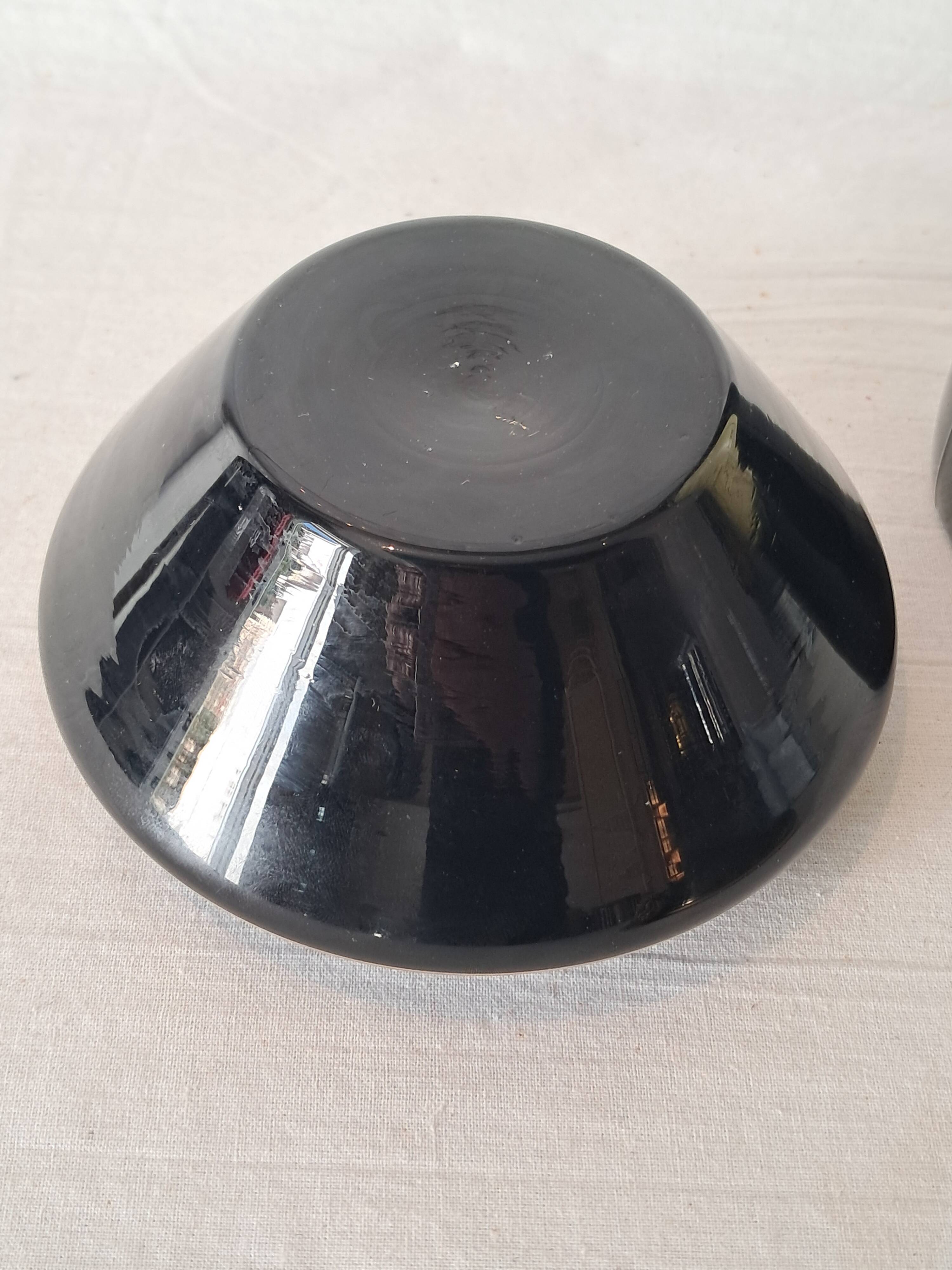 Art Deco Bonbonnière in Black Boom Hyalite Glass from the De Rupel Glassworks