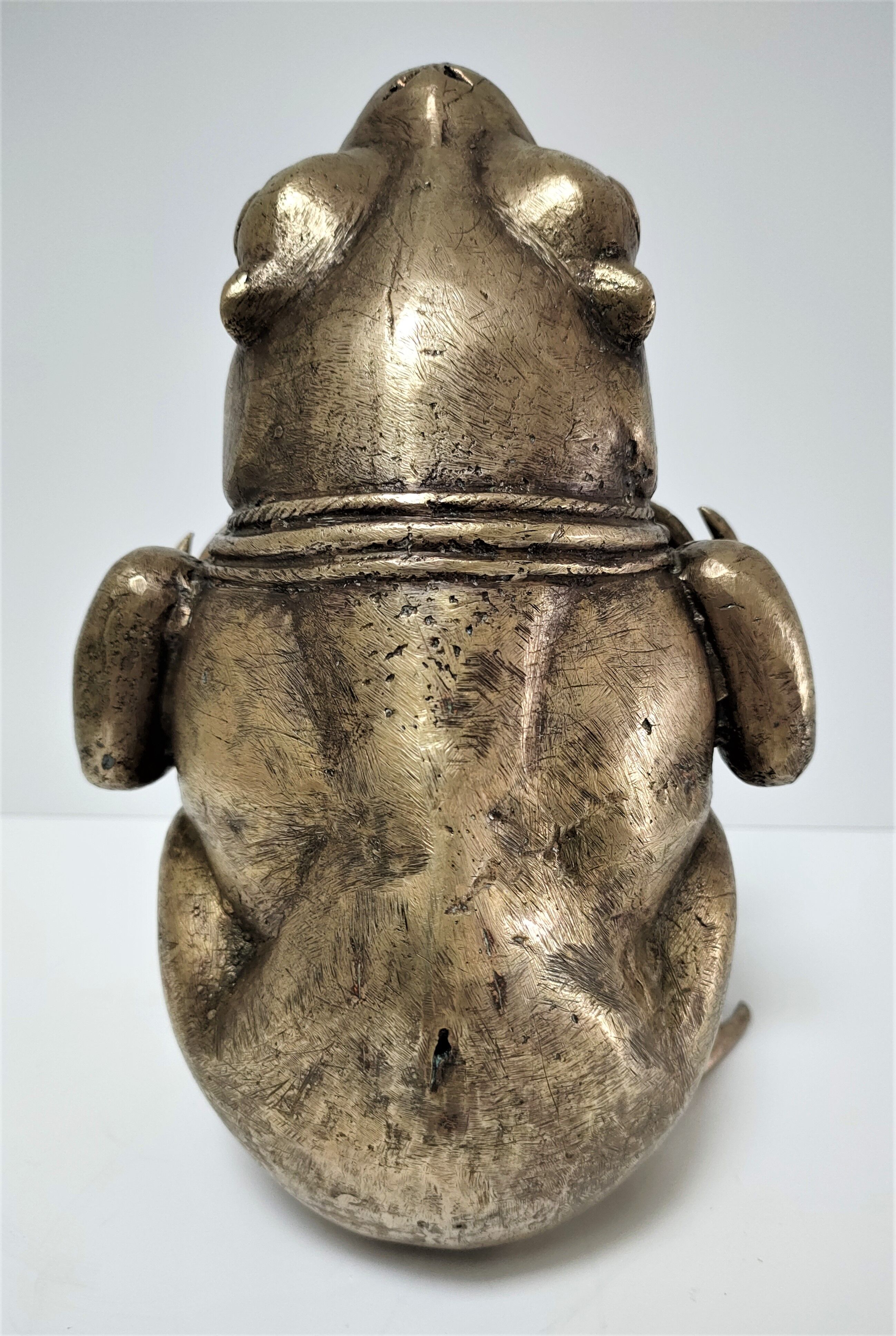 Patinated brass sculptural frog 60s