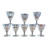 7 vintage footed aperitif glasses