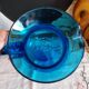 Blue carafe in bubbled blown glass similar to Biot glassware