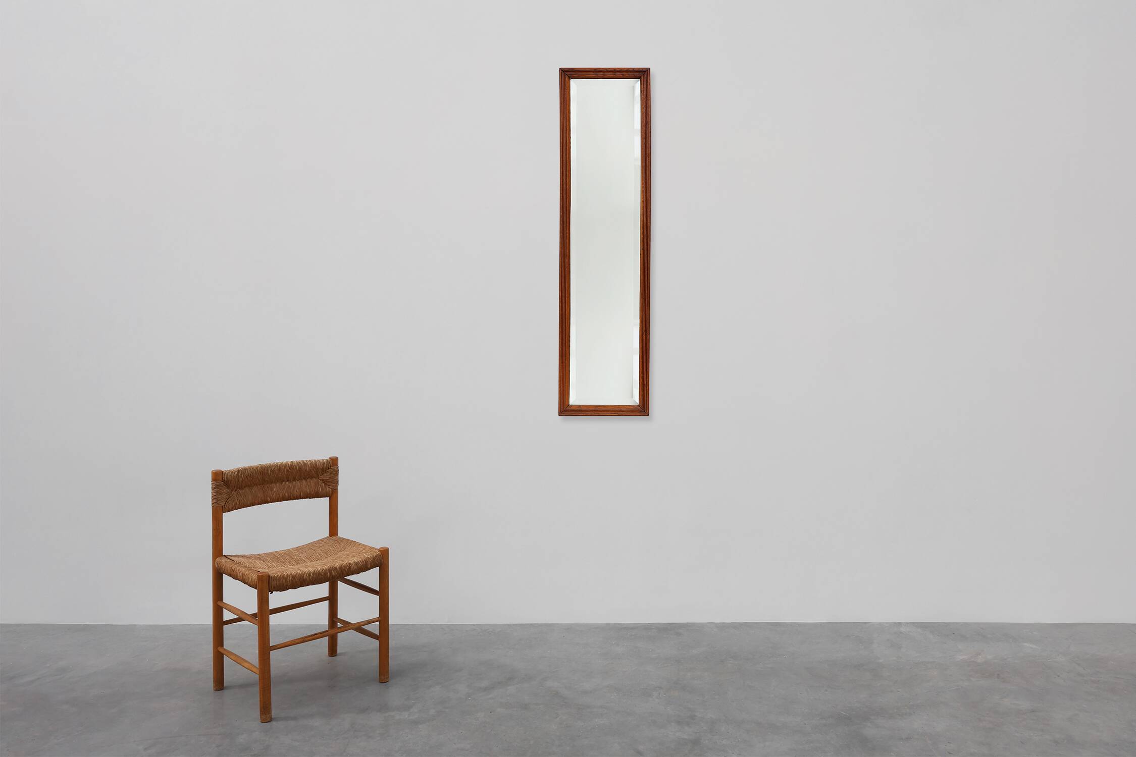 French art deco mirror with carved oak wooden frame, ca. 1930