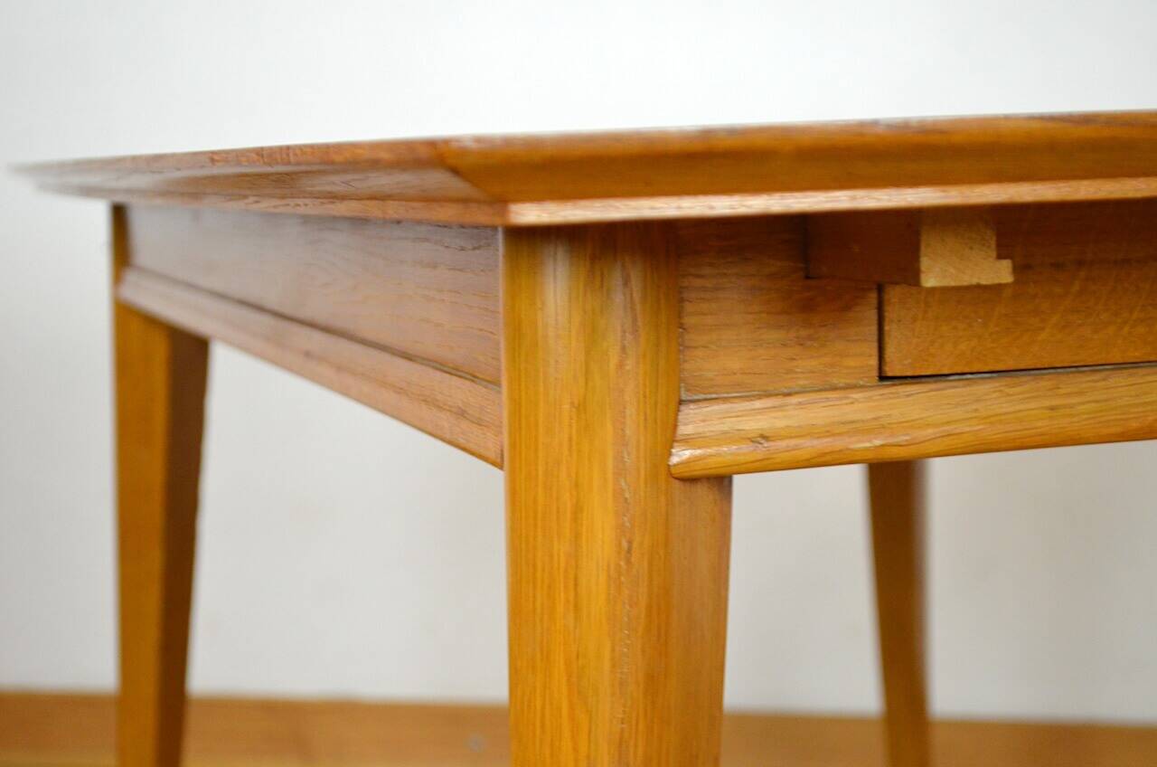 Vintage 1960s light oak table & compass legs