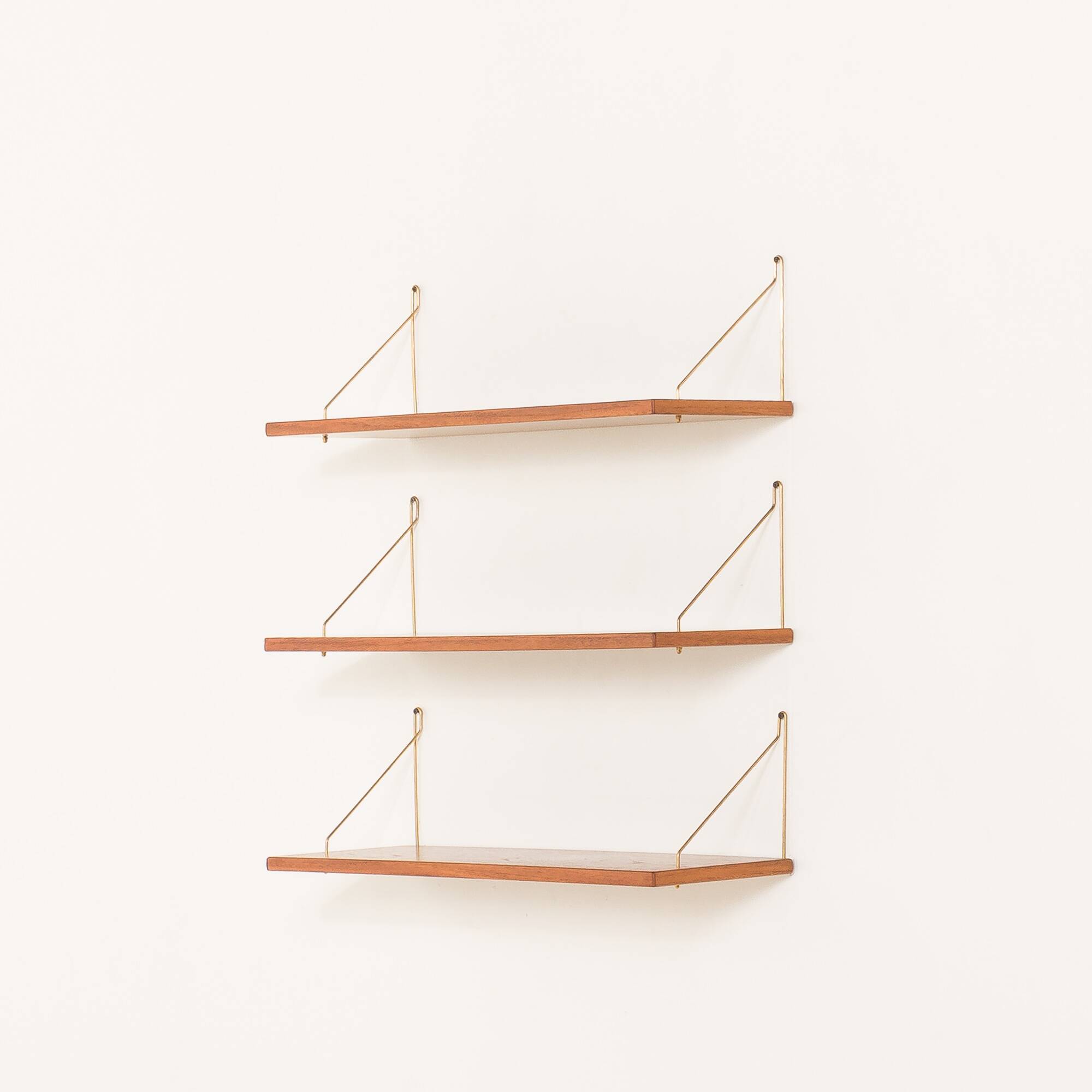 Danish mid century teak  floating shelves, set of 3 1960s
