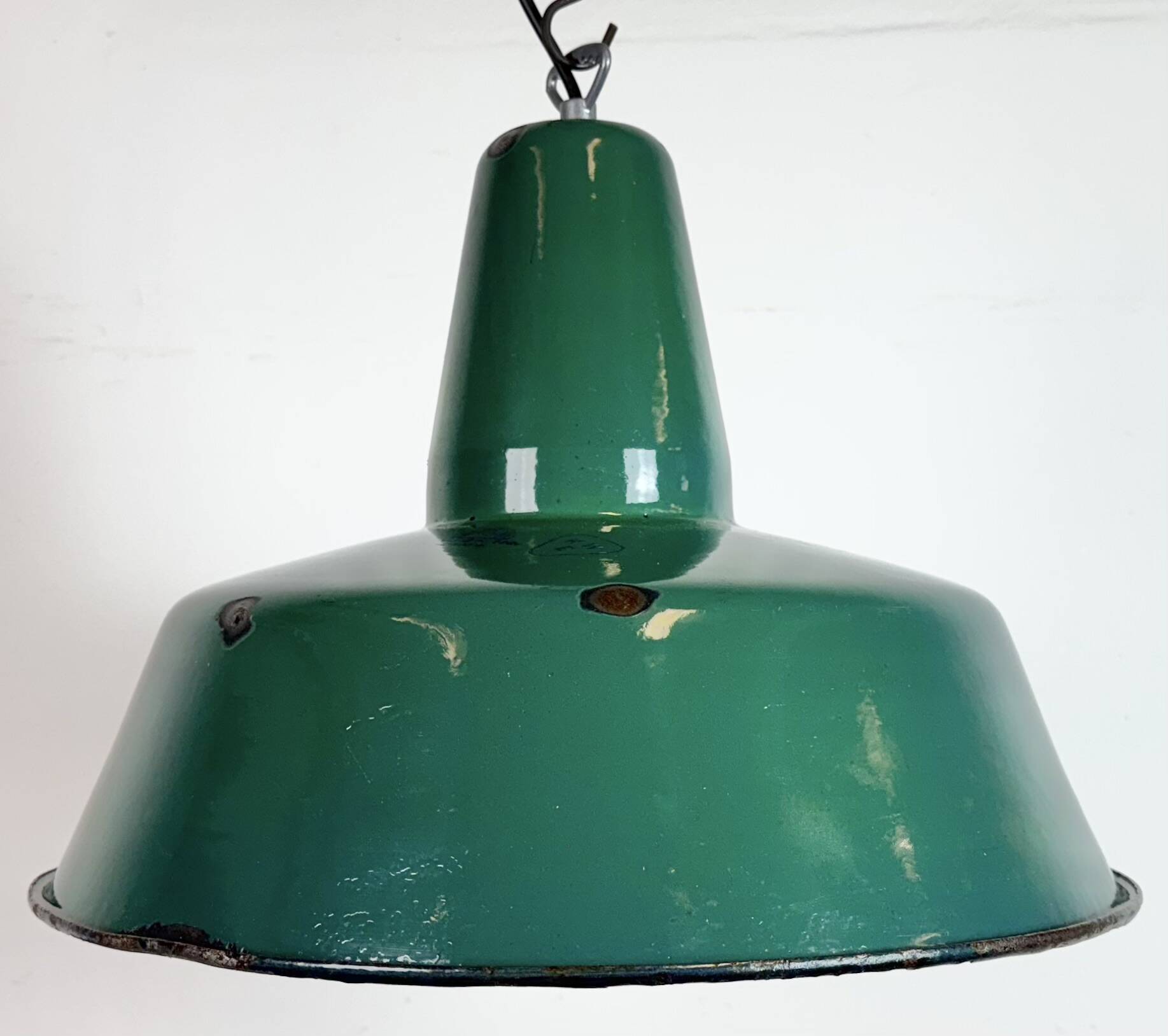 Large Industrial Green Enamel Factory Pendant Lamp, 1960s