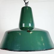 Large Industrial Green Enamel Factory Pendant Lamp, 1960s