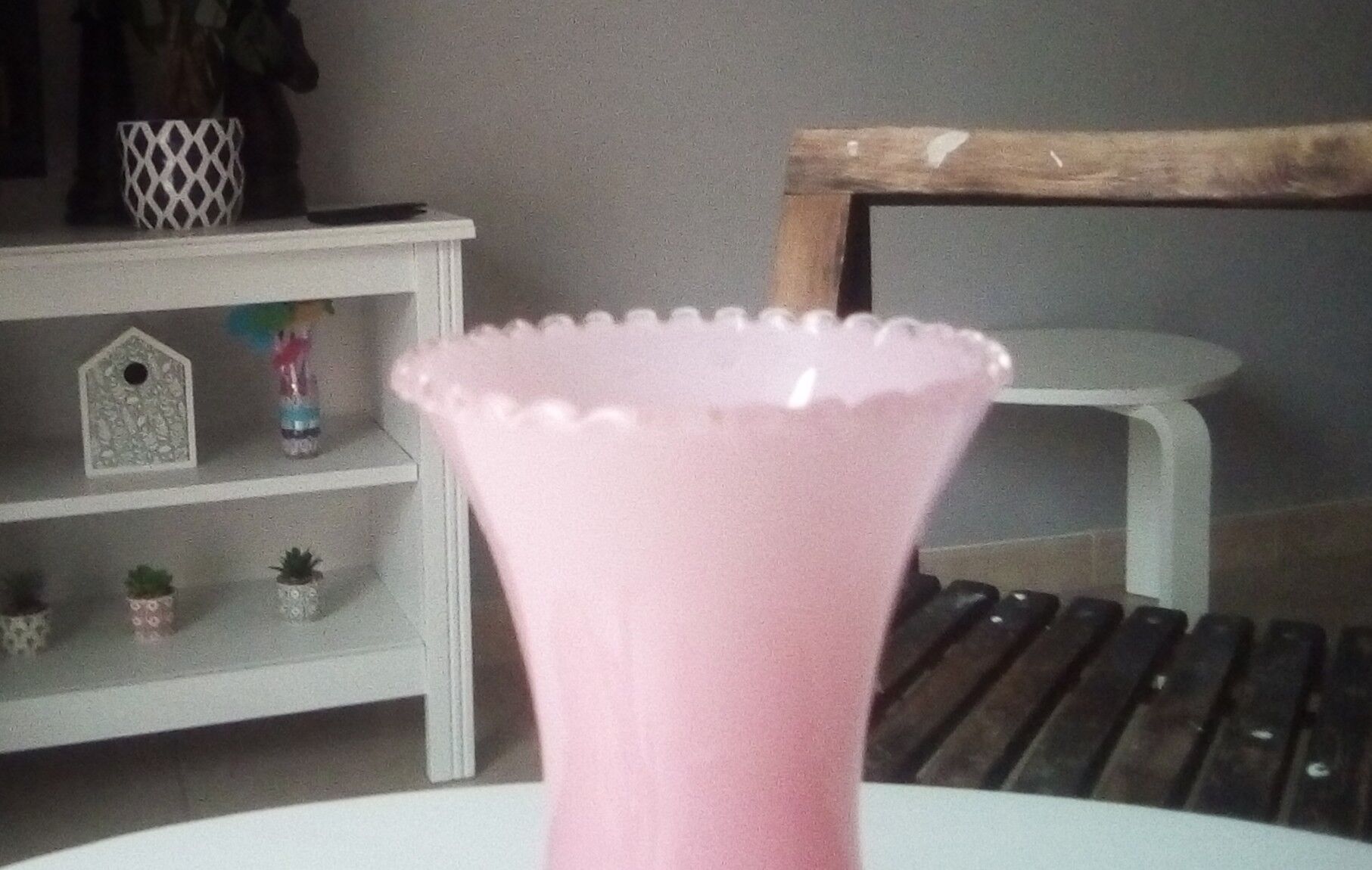 Vintage pink opaline vase