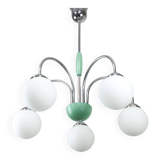Mid-century Italian Chrome and Opaline Chandelier