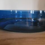 Round blue glass serving dish