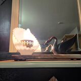 Marble lamp base, its swan and its opaline Art Deco.