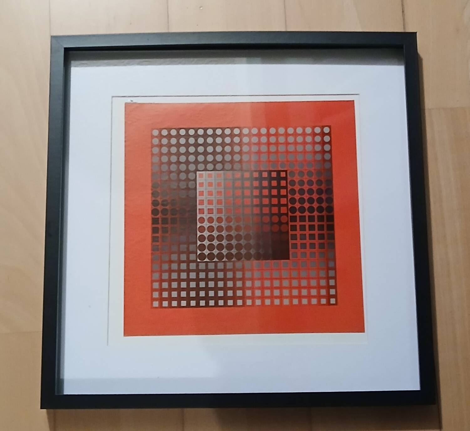 Tableau Op Art Victor Vasarely - Vintage Screen Print from the 70s Framed
