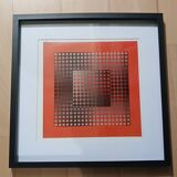 Tableau Op Art Victor Vasarely - Vintage Screen Print from the 70s Framed