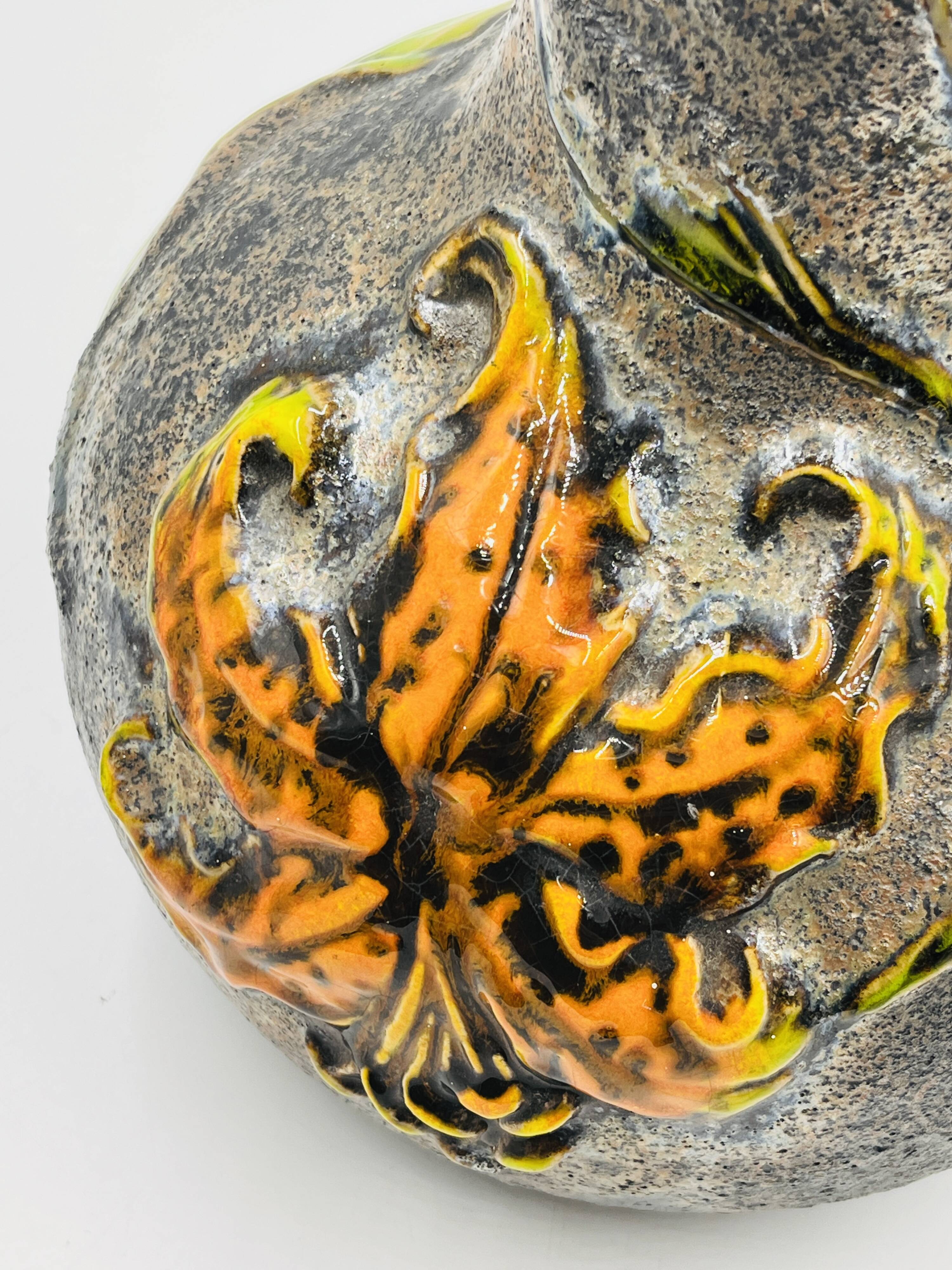 Large vintage floral relief vase