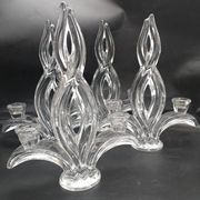 4 Bougeoirs lys en cristal de Vannes le Châtel .