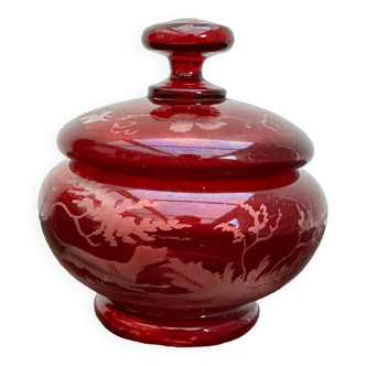 Bohemian Crystal Candy Box in Ruby color - Country decor and dog