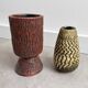 Set of 2 small vintage Dutch Chamotte ceramic vases