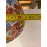 Contemporary Murano Style White With Murrise Multicolor Pendant