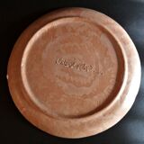 Vintage glazed terracotta ceramic plate signed Olivier