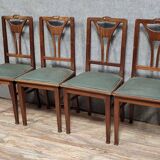 Set of four English Art Nouveau mahogany chairs circa 1900