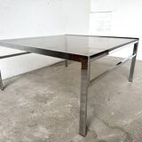 Modernist chrome and smoked glass coffee table, circa 1970