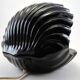 Vintage shell table lamp in black enamel ceramics design seventies 1970