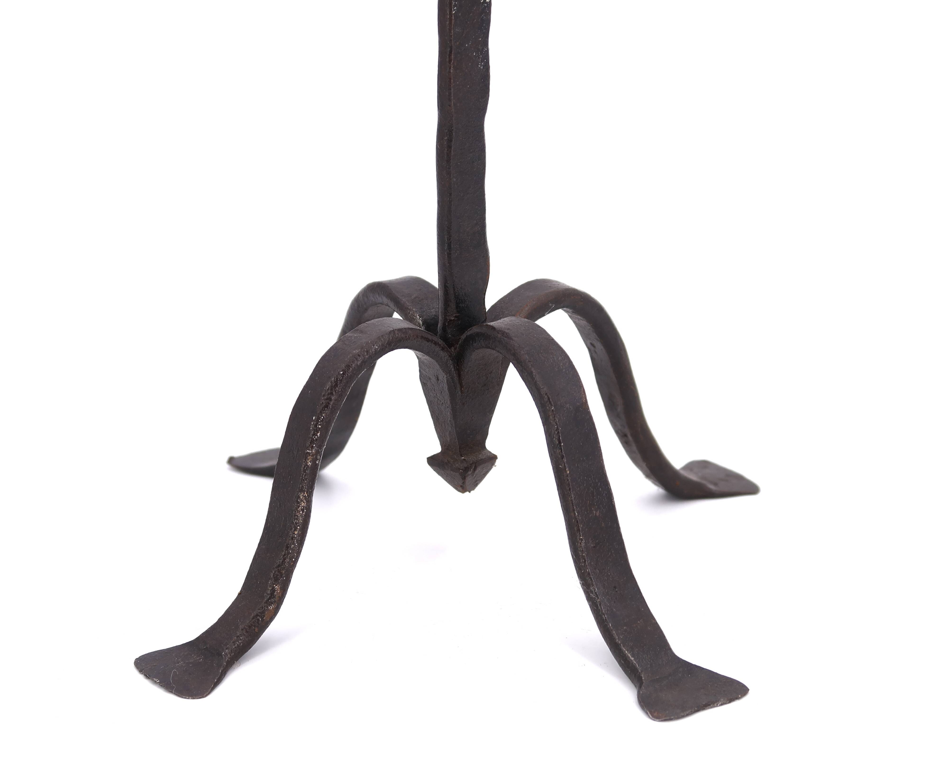 7-branch wrought iron Menorah candle holder, 1950s