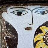 Face illustration ceramic bowl by Mari Simmulson for Upsala Ekeby, Sweden, 1960s