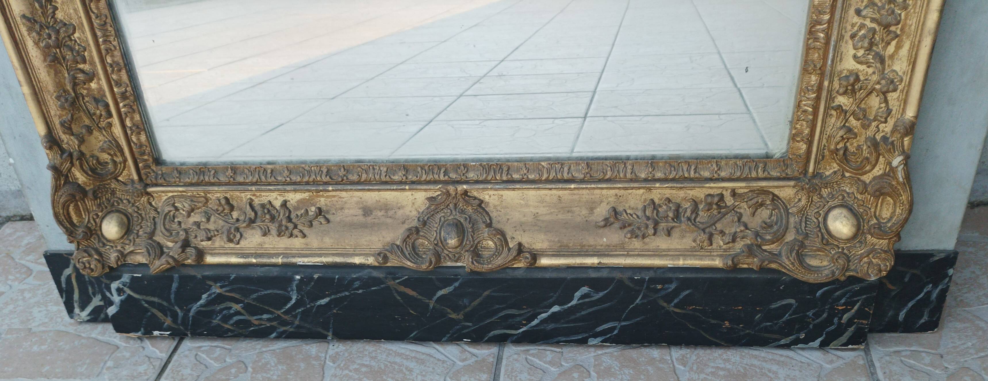 Empire trumeau mirror in wood and stucco