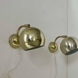 Pair of vintage adjustable wall lights, brass, Sweden 1970