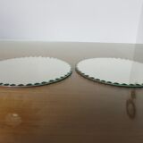 Pair of round bevelled mirrors years 40/50 -  18x18cm