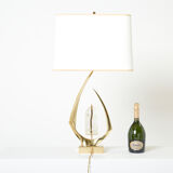 Paire de lampes en laiton cristal de roche signées Willy Daro