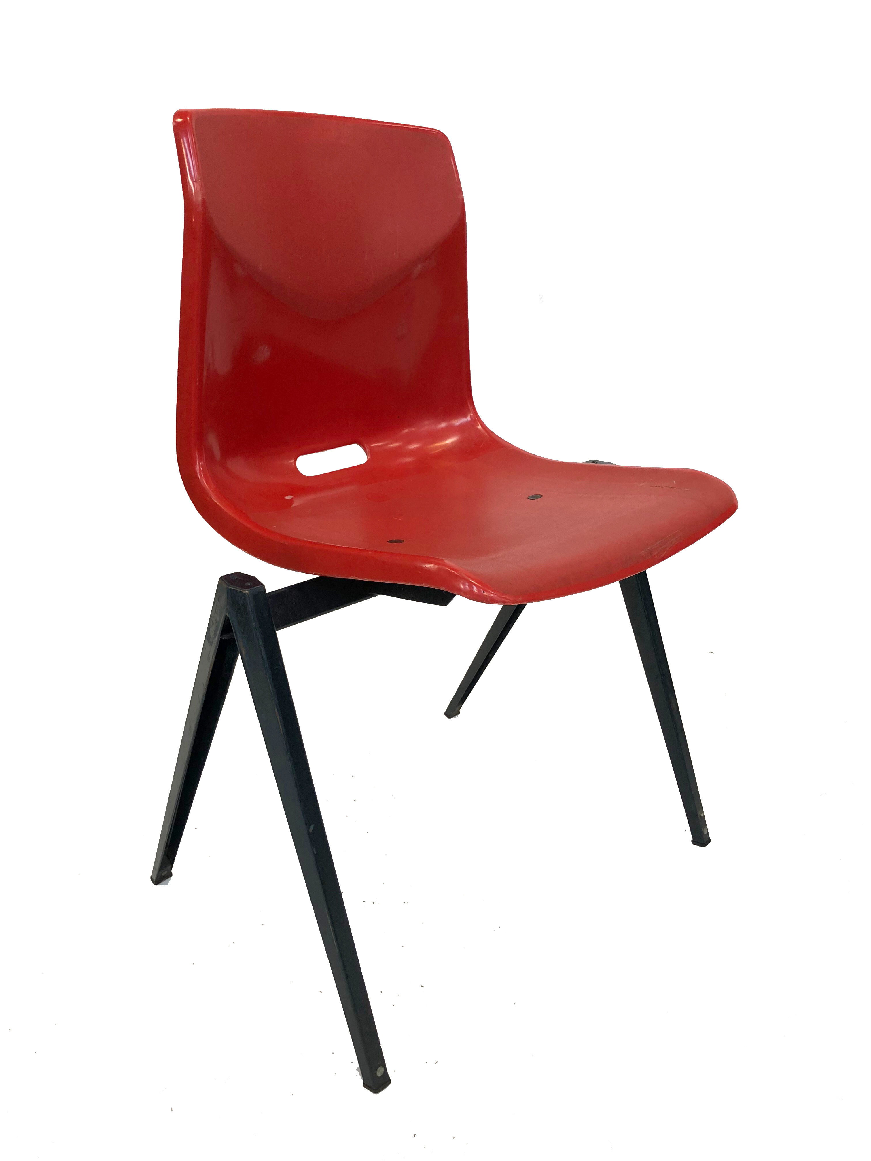 Chaise galvanitas vintage avec pieds compas