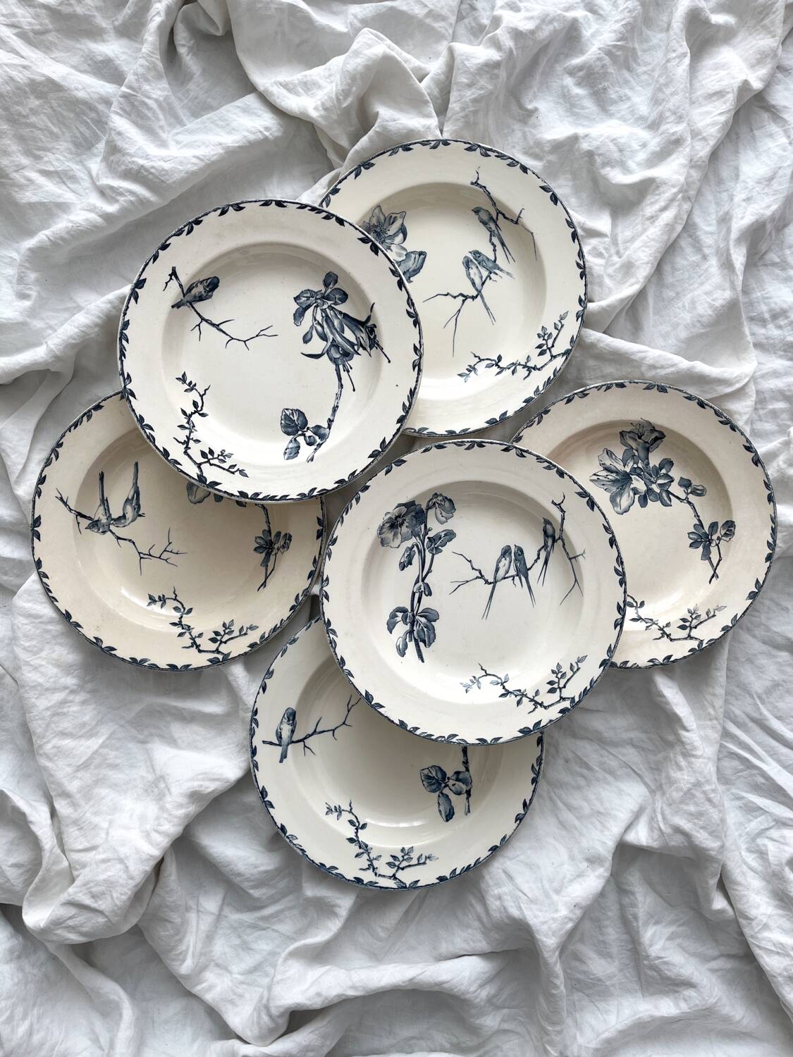 6 “Oxford” ironstone soup plates from Choisy le Roi