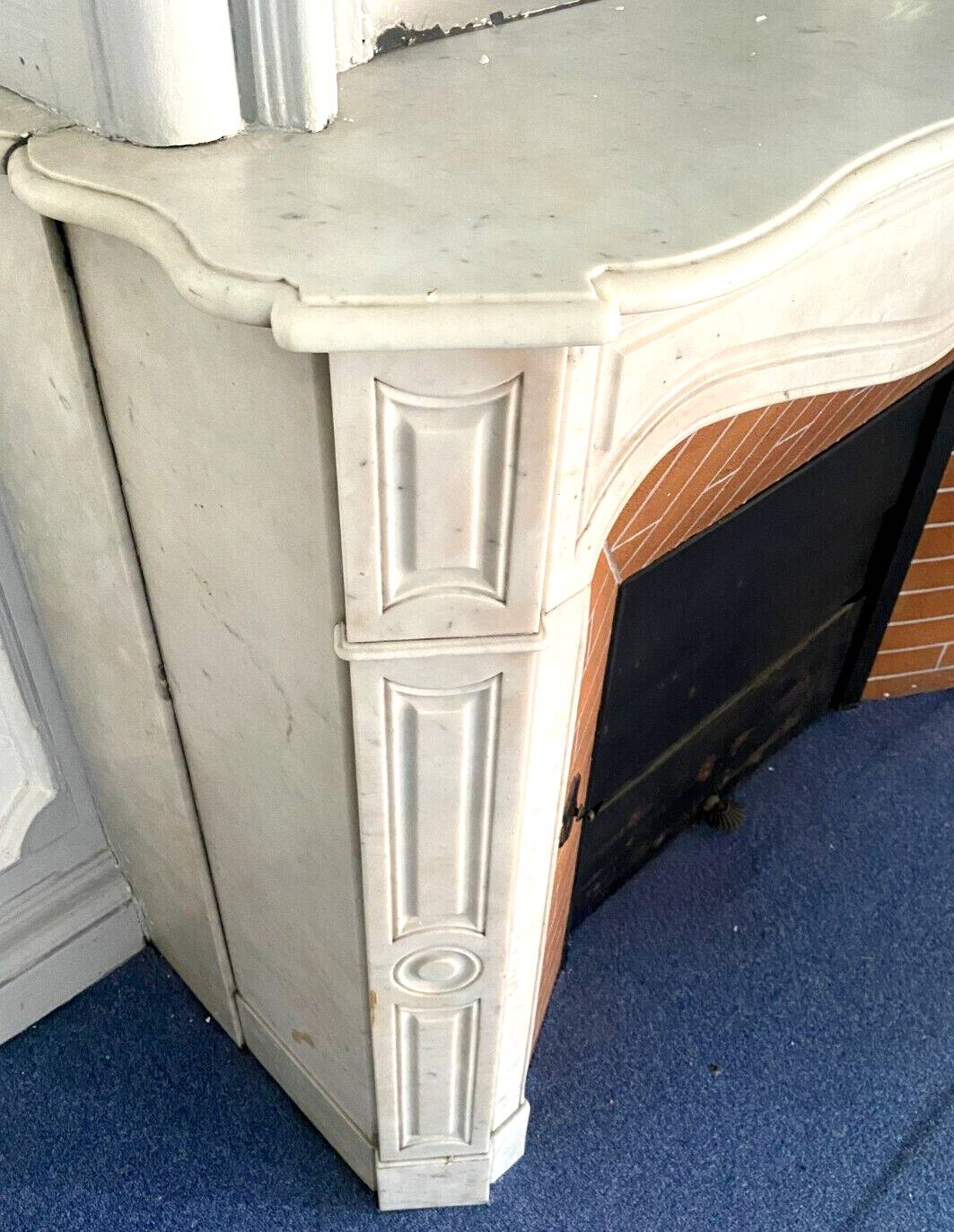 Louis XV style fireplace Model Pompadour White Carrara marble 20th century