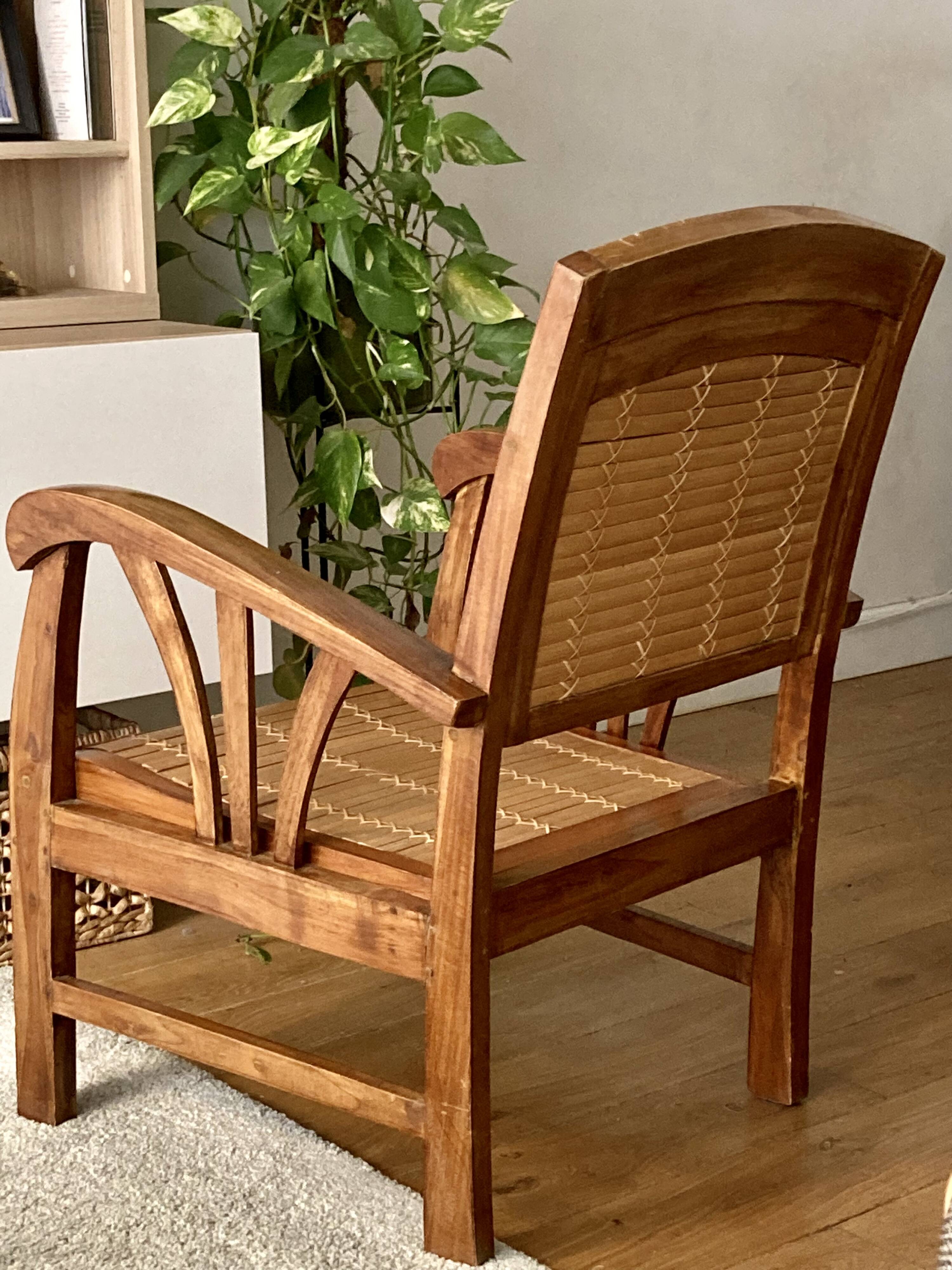 Colonial armchair - teak and bamboo