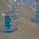4 vintage blue footed champagne glasses